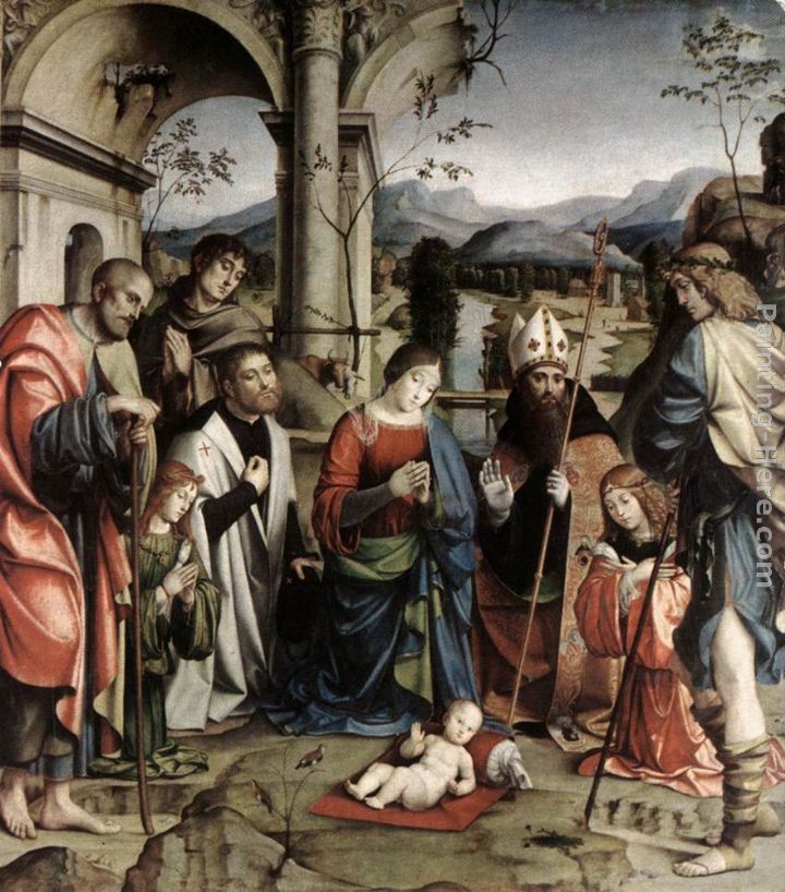 Adoration of the Child painting - Francesco Francia Adoration of the Child art painting